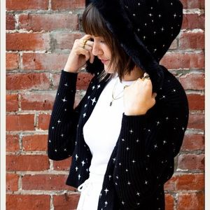 House of Sunny Cosmic Peggy Cardigan cropped hooded size 6 perfect condition!